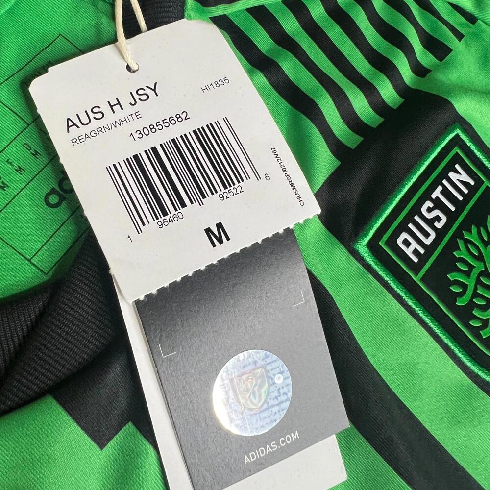 Adidas Austin FC Home Jersey 2023/24 MLS Green/Black Stripes Men’s Size M H1835 - Picture 6 of 9